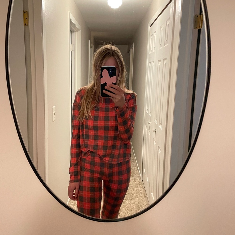 Plaid lounge two piece set